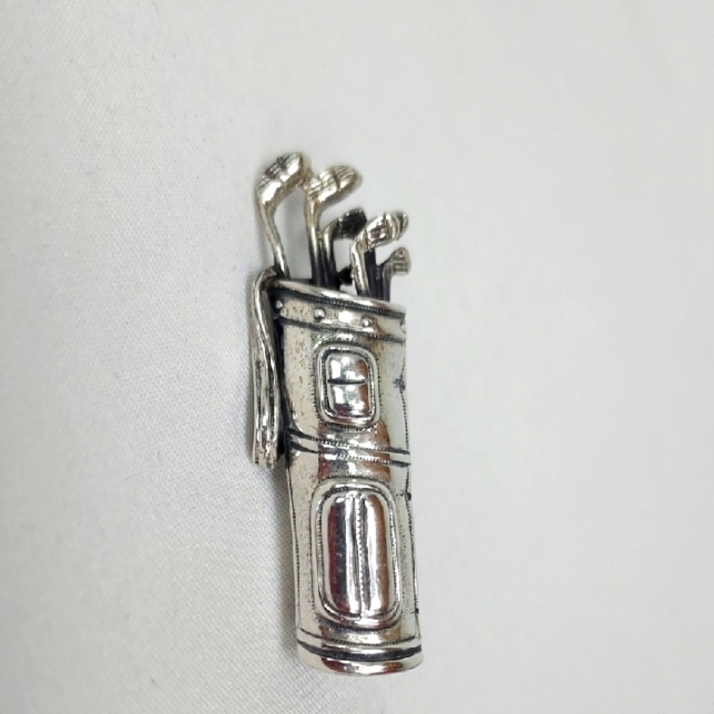 Vintage BEAU Sterling Silver Golf Bag Brooch.